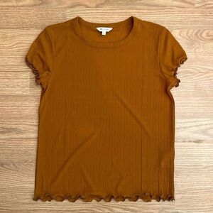 Madewell Brown Ribbed Cap Sleeve T-Shirt